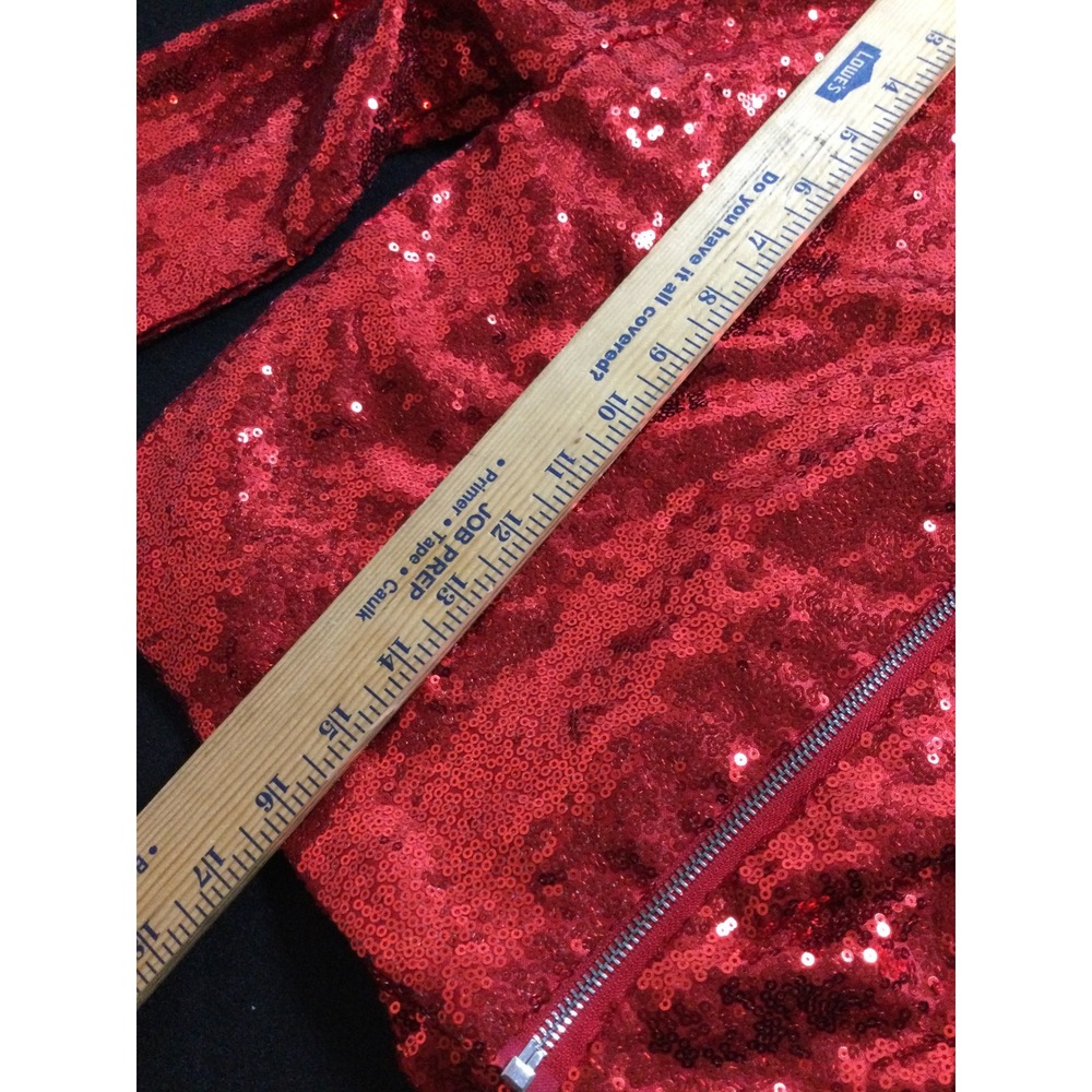 Jojo's Closet Red Sequin Moto Jacket Girls Size S 6X Shimmer Glitter Outerwear - Picture 6 of 8